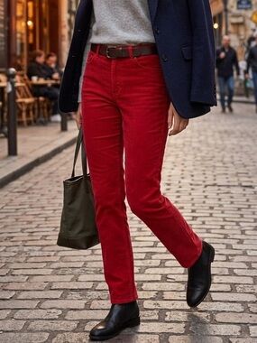 Lauren Jeans Co Ralph Lauren Red Corduroy Pants Classic Straight Jeans Size 8